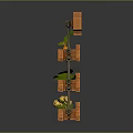Wooden Vertical Planter Rack With Green Leaves Small Yellow Flowers And Red Plants