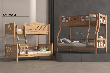 modern high-low bed bunk bed bunk bed bunk bed 3d model