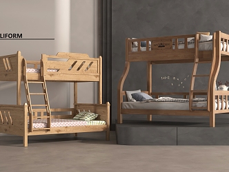 modern high-low bed bunk bed bunk bed bunk bed 3d model