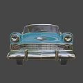 Blue And White Vintage Classic Car With Chrome Details And Retro Design