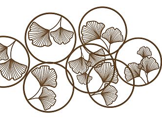 New Chinese Style Wall Decoration Ginkgo Leaf Metal Wall Decoration 3d model