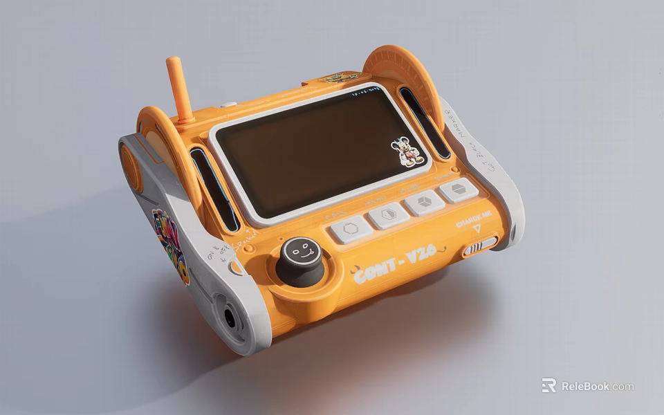 Orange Handheld Industrial Equipment With Screen Buttons And Joystick For UNITVEX Operations 3d model 