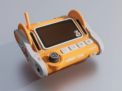 Orange Handheld Industrial Equipment With Screen Buttons And Joystick For UNITVEX Operations 3d model