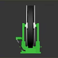Green Mechanical Reel With Black Mesh Structure Silver Rim Green Base On Reflective Black Surface