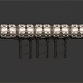 Industrial Mechanical Structure With Multiple Circular Metallic Units And Black Supports