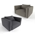 Modern Minimalist Gray Fabric Single Sofa Design With Cushion And Armrest