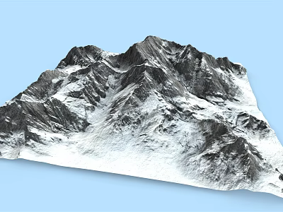 Serene Garden Landscape With Snow Covered Mountain Peaks And Natural Rock Formations 3d model