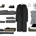 Complete Clothing Collection With Coat Dress Shoes Hat Towels Pillows And Hangers On