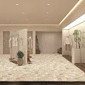 Modern Warm Minimalist Clothing Store Interior With Stylish Mannequins And Exquisite Garment Display Space