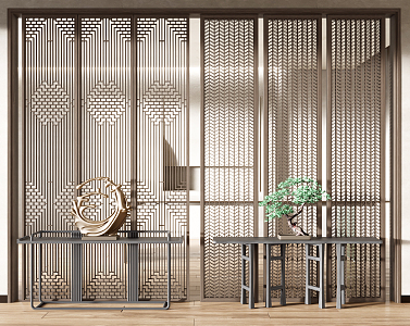 New Chinese Style Screen Partition 3d model