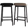 Modern Minimalist Bar Stools With Backrest And Black Solid Wood Legs For Home Kitchen Use