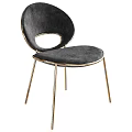 Elegant Modern Gray Velvet Dining Chair With Gold Metal Legs And Sleek Back Design