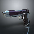 Modern Futuristic Pistol With Metallic Silver And Purple Finish Wooden Grip