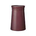 Modern Cylindrical Leather Side Tables In Different Colors With Sleek Design And Stitching Detail