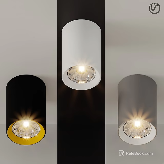 Contemporary Downlights And Spotlights In Black White Gray With LED Lighting 3d model 