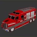 Red Fire Truck With 911 Logo Blue Emergency Lights And White Stripes