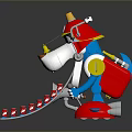 Vibrant Game Movie Cartoon Dog Character In Red Yellow Costume With Goggles And Conveyor Belt