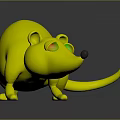 Cute 3D Grey Mouse Character with Blue Eyes and Pink Tail on Dark Reflective Surface