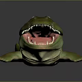Realistic Prehistoric Reptile Dinosaur Model With Open Mouth Sharp Teeth And Green Orange Skin