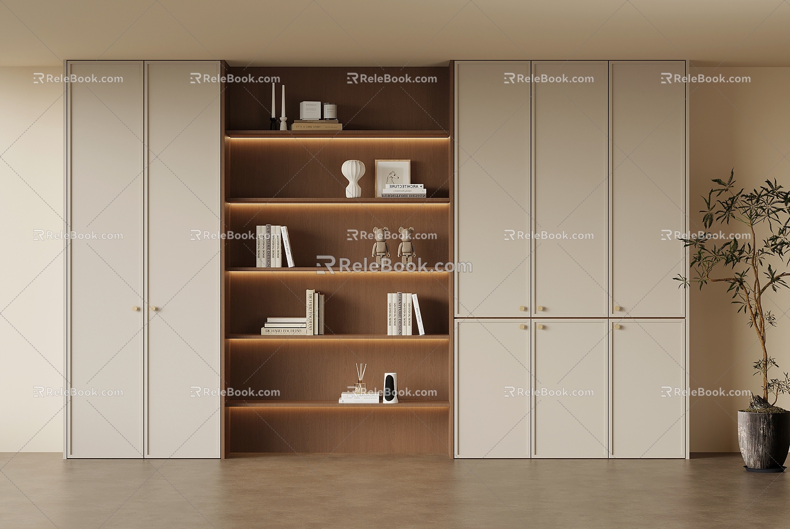 Middle Style Bookcase 3d model