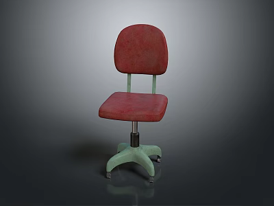 Red Padded Office Chair With Wheeled Base And Simple Design For Workspace 3d model