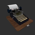 Vintage Electronic Typewriter with Wooden Base Paper Roll and Classic Keyboard