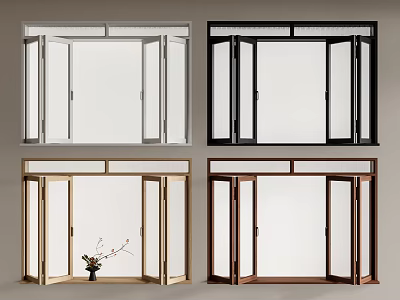 Various Colors Modern Casement Windows With Sleek Frame For Home Interior Design 3d model