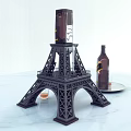 Eiffel Tower Shaped Wine Bottle And Glass Holder With Decorative Design And Liquid