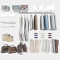 Organized Hanging And Folded Clothes With Various Styles Storage Bags Baskets