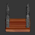 Architectural Stone Bridge Design With Orange Deck And Blue Glowing Elements