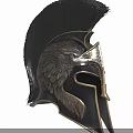 Ancient Greek Roman Style Helmet With Eagle Head Decoration Black Feather And Golden Accents