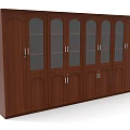 Brown Wooden Bookcase With Glass And Wooden Doors Multiple Storage Shelves For Home Library