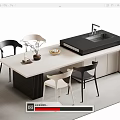 Modern Sleek Bar Counter With Light Dark Countertop Sink And Dining Chairs