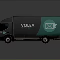 VOLEA Logistics Delivery Truck With Green And Gray Body And Envelope Logo