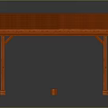 Orange Wooden Table with Striped Surface Pattern and Small Blocks Underneath 3d model