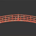 Japanese Style Garden Bridge With Red Railings And Stone Deck Reflection