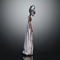 Decorative Ornament Combination with Ornate Headdress Long Patterned Dress and Textured Detail for Home Decor