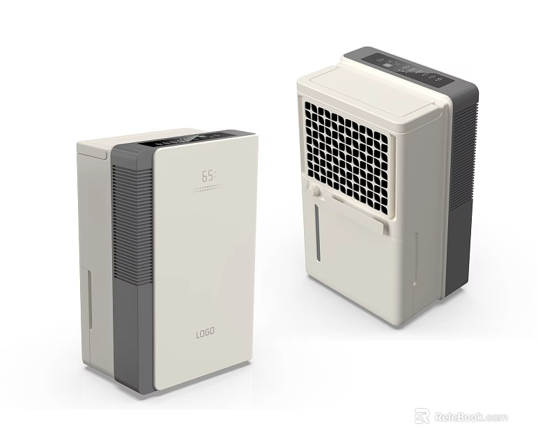 Two Modern Household Appliances With White And Gray Design For Home Use 3d model 