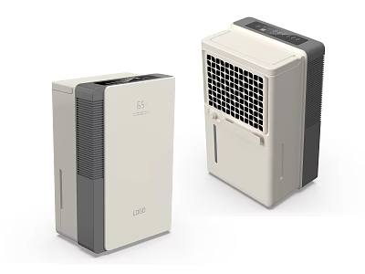 Two Modern Household Appliances With White And Gray Design For Home Use 3d model