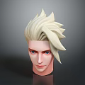 Game Movie Character 3D Model Head With White Spiky Hair And Blue Eyes