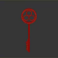 Golden Household Key With Ornate Circular Head And Shiny Metallic Finish