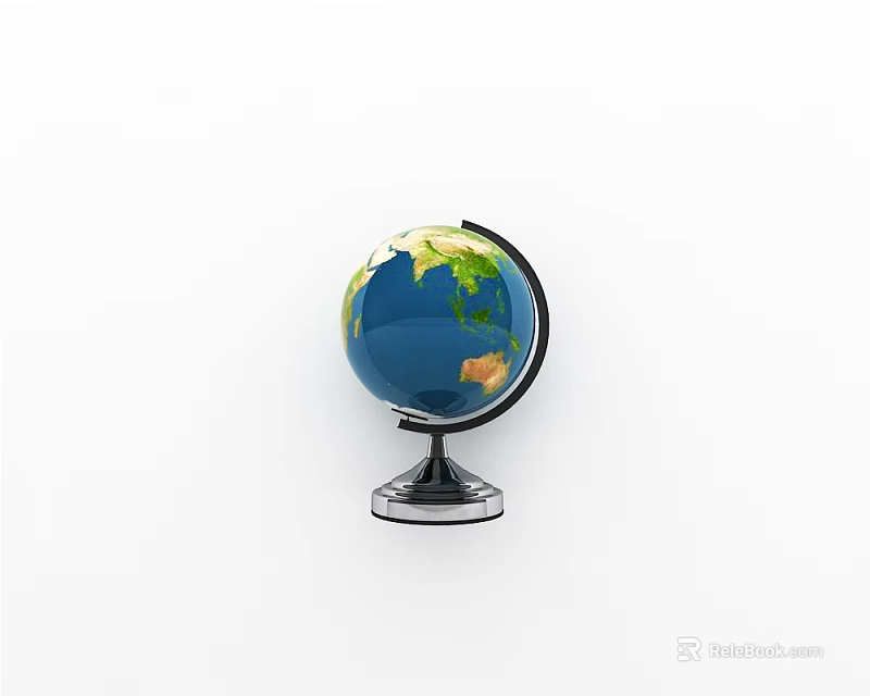 Decorative Ornament Set With Globe Featuring Stand And Blue Green Design For Desktop Decoration 3d model 