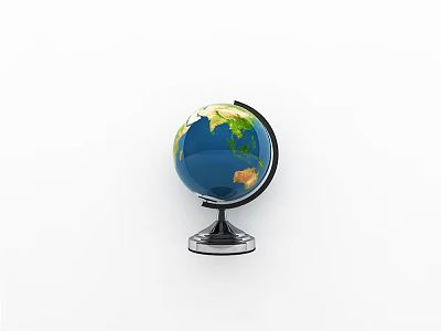 Decorative Ornament Set With Globe Featuring Stand And Blue Green Design For Desktop Decoration 3d model