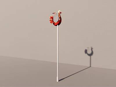 Decorative Outdoor Light Design With Red Ornamental Top And White Pole 3d model