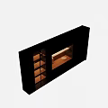 Modern Minimalist Wine Cabinet With Glass Doors And Built-in Ovens In Dark Kitchen Design
