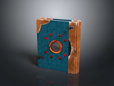 Decorative Lifestyle Box With Blue Cover Brown Edges Orange Circle And Red Accents 3d model