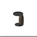 Modern Elegant Black Round Top Side Table With Gold Patterned Cylindrical Base
