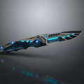 Futuristic Sci-Fi Knife With Blue Glowing Elements And Metallic Blade Design 3d model