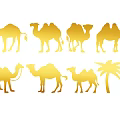 Golden Reptile Silhouettes With Multiple Lizards And Palm Tree Design Elements 3d model