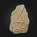 Natural Stone Wood Decor With Green Moss And Textured Surface